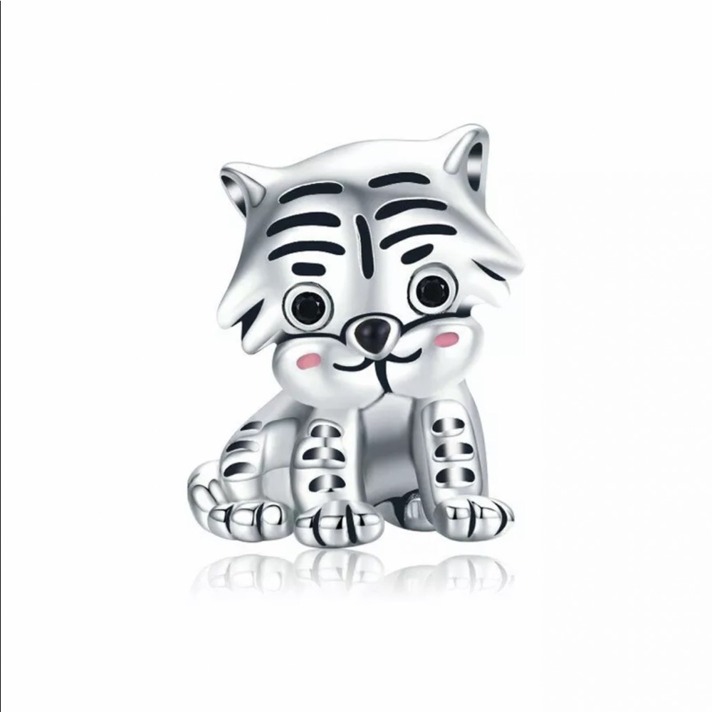 NEW•Silver Baby Tiger DIY charm